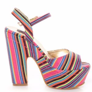 YOKI Kelly Fuchsia Guatemala Striped Platform 9